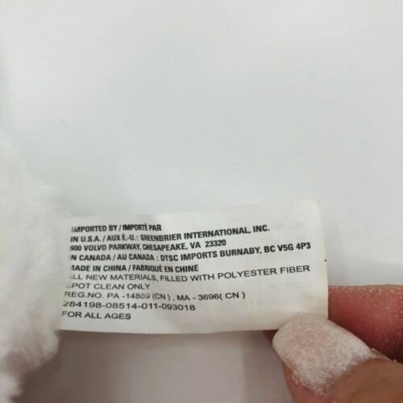 Greenbrier White Plush Bunny Rabbit Pink Sparkle Ears Paws Stuffed Animal Toy 8" - Picture 9 of 9